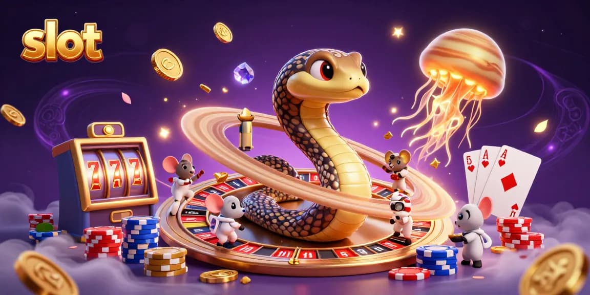 Engaging slot gameplay scene with mice betting on a cosmic roulette wheel while golden coins cascade.