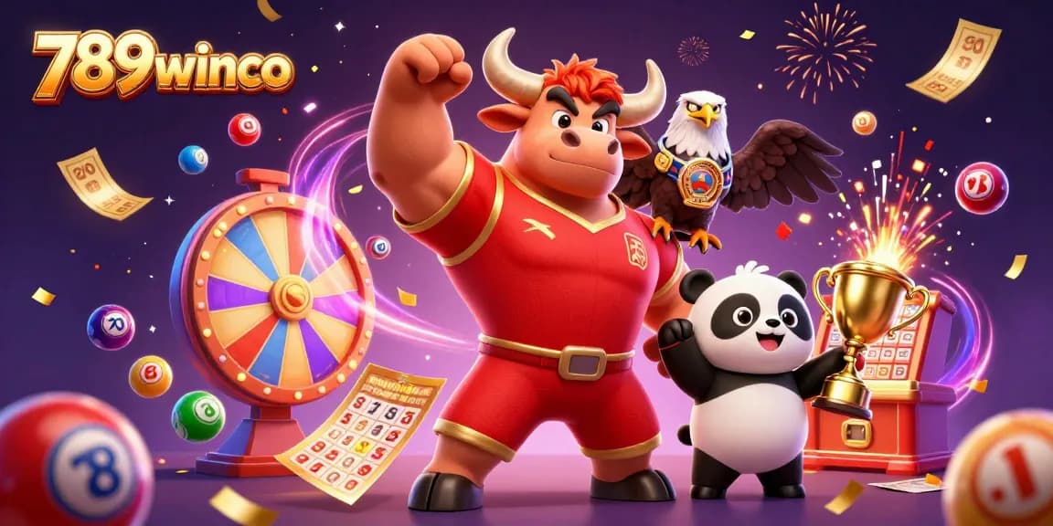 Engage with exciting lottery gaming at 789winco featuring triumphant characters and vibrant visuals.