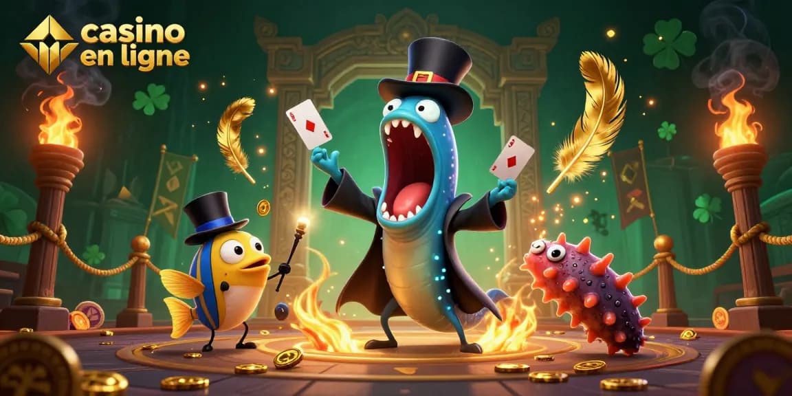 Jouer dans un casino en ligne avec une anguille magique, lumière et jeux d'argent dynamiques.