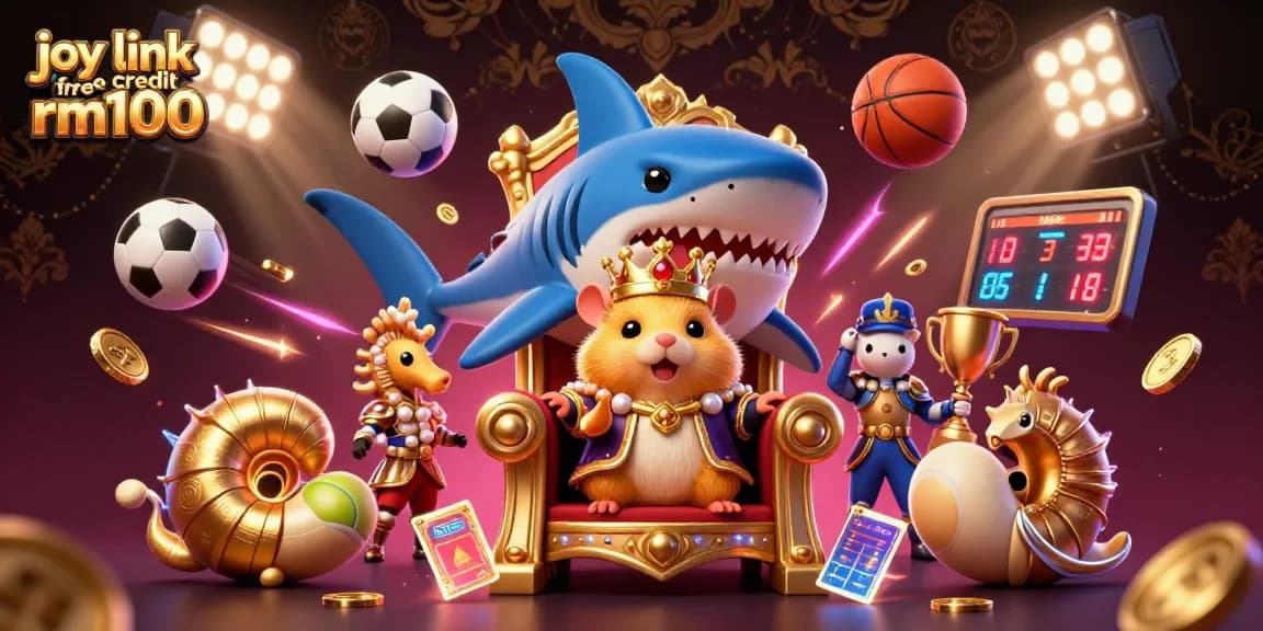 Engage with joy link free credit rm100 in a thrilling sports betting illustration featuring a hamster king.