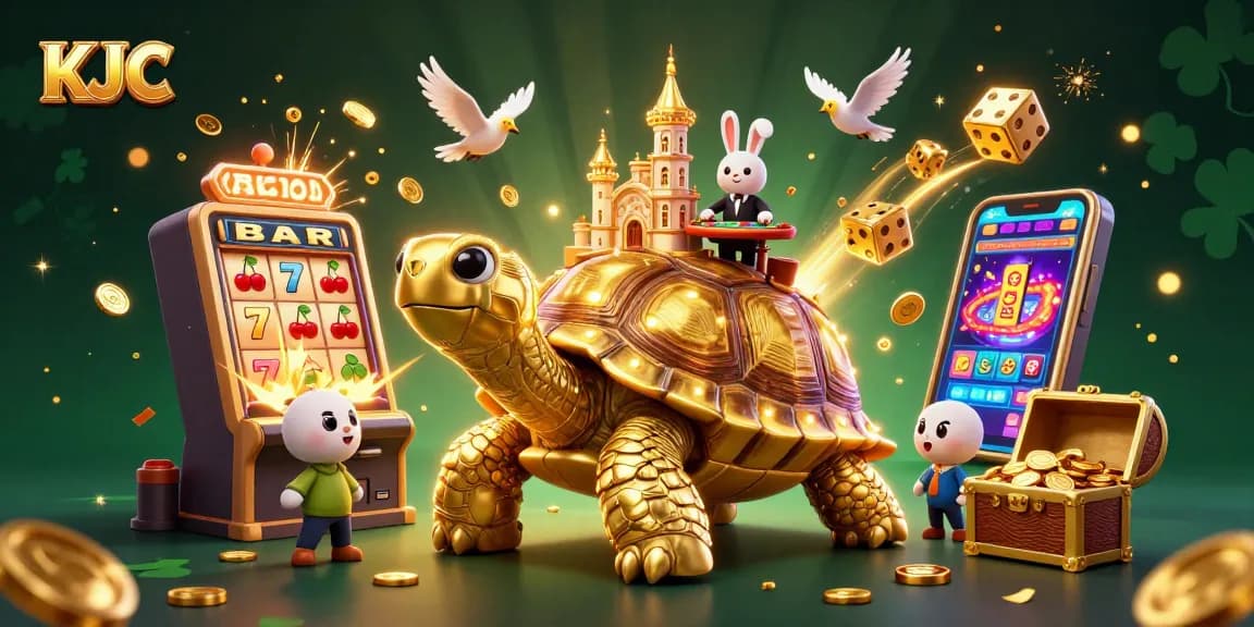 KJC offers thrilling gameplay with a golden tortoise casino, a rabbit dealer, and golden coins flying around.