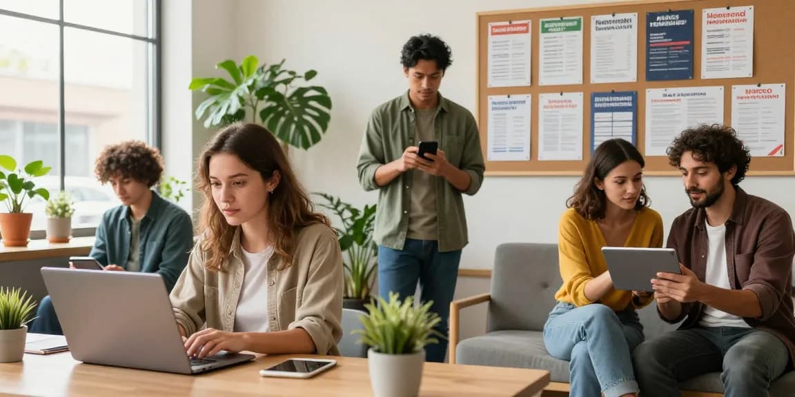 Engaging local classifieds experience with BedPersonal in a vibrant co-working space.