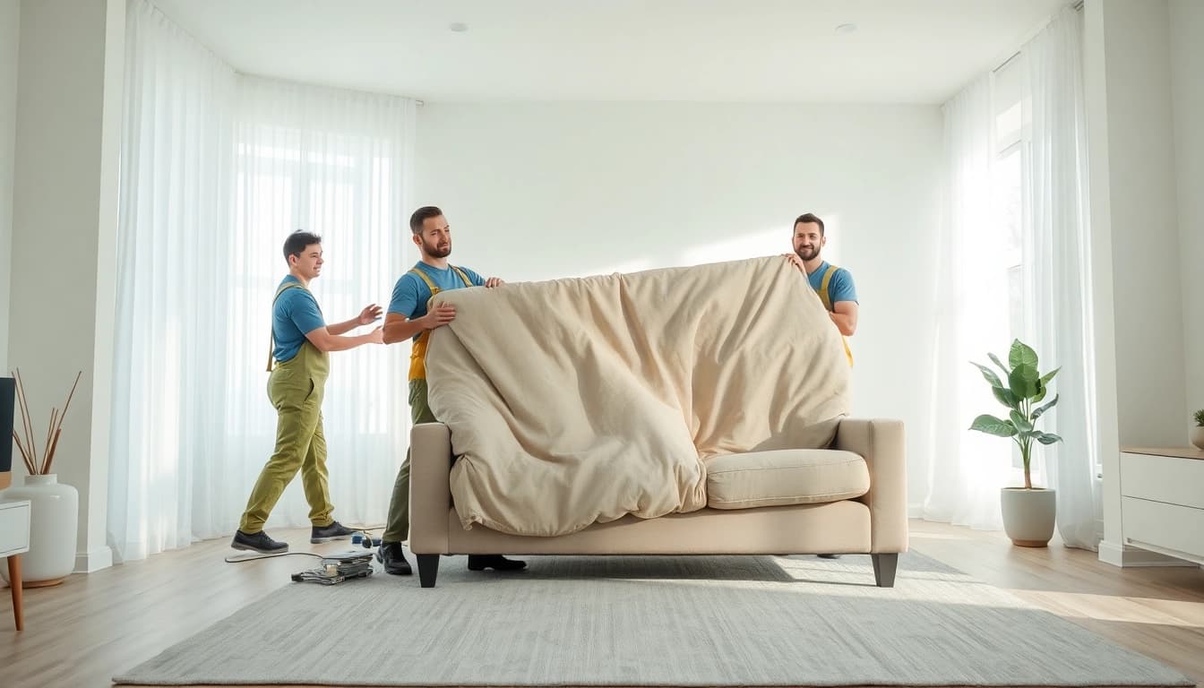 Efficient same day couch removal service in action, showcasing a professional team.