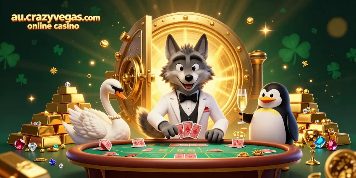 Experience the excitement at au.crazyvegas.com online casino with vibrant cartoon characters.
