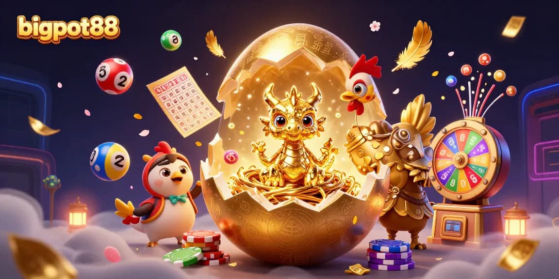 Engage with bigpot88 through an exciting 3D casino scene featuring winning elements.