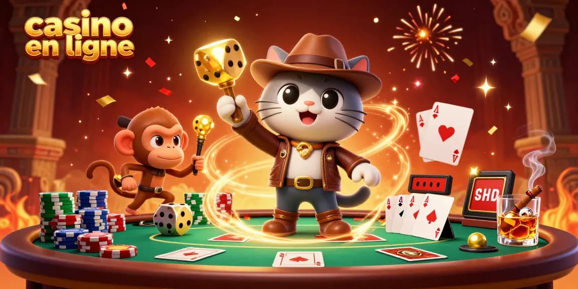 Découvrir des artefacts du casino en ligne avec un chat archéologue dans un temple.