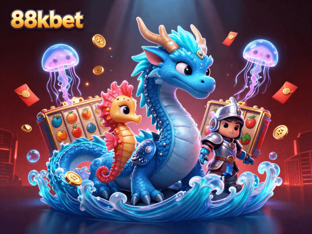 Play big at 88kbet with exciting jackpots and vibrant slot reels in this dynamic illustration.