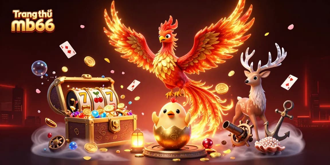 Engage with gaming action at Trang chủ mb66 featuring vibrant phoenixes and casino elements.