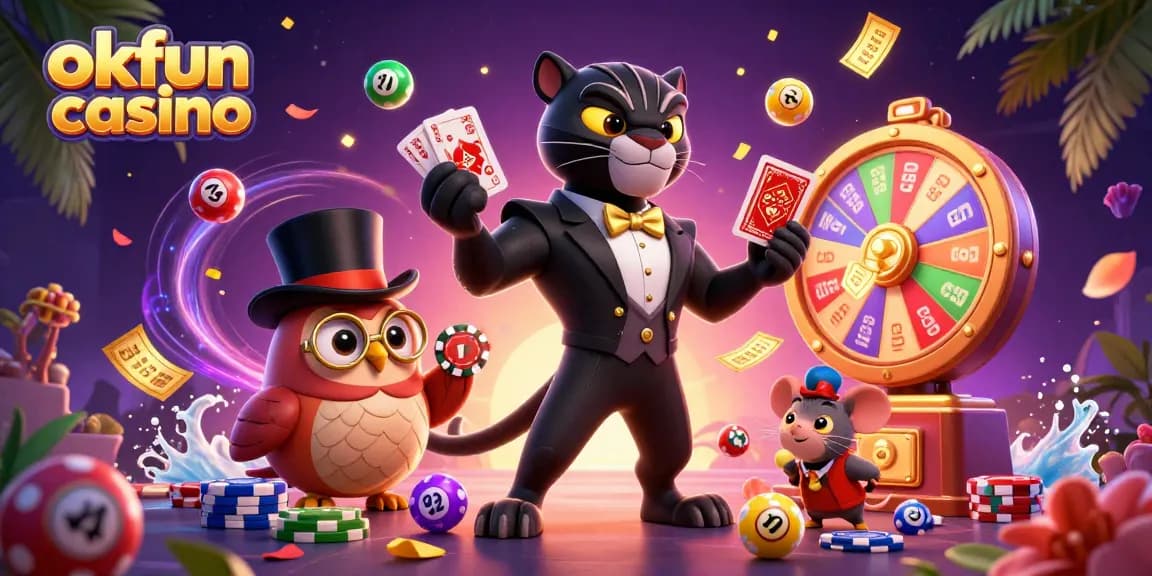 Join in the excitement of okfun casino with vibrant 3D characters and dynamic gambling elements.