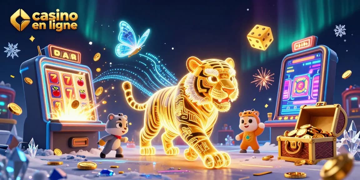 Jeu de casino en ligne avec un tigre en lumière dans une scène vibrante représentant le plaisir du jeu.
