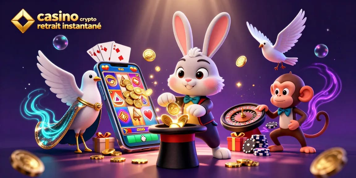 Faites vos gains rapides avec le casino crypto retrait instantané, grâce à cette illustration colorée.
