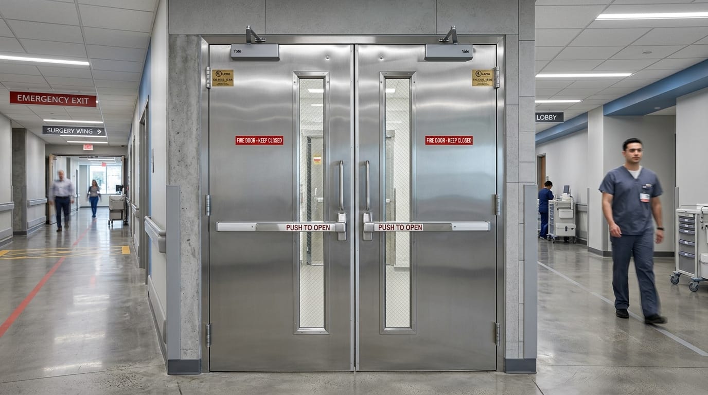 Heavy-Duty Stainless Steel Swing Door for Industrial and Warehouse Use