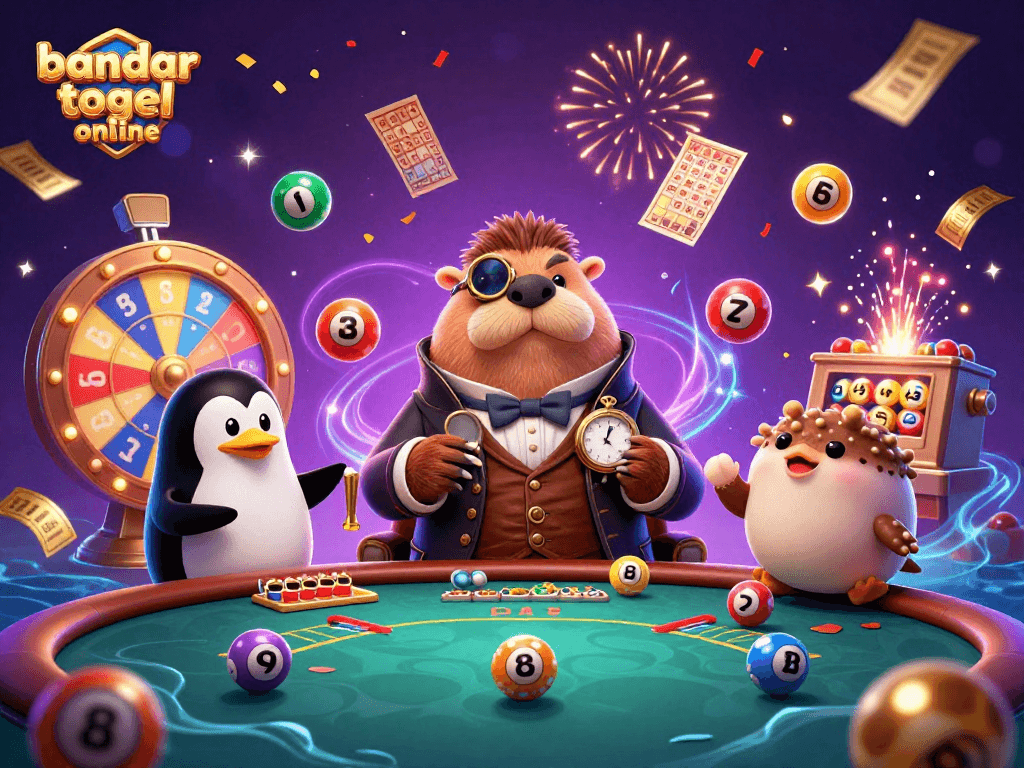 Experience excitement with bandar togel online at an underwater casino scene featuring animated characters.