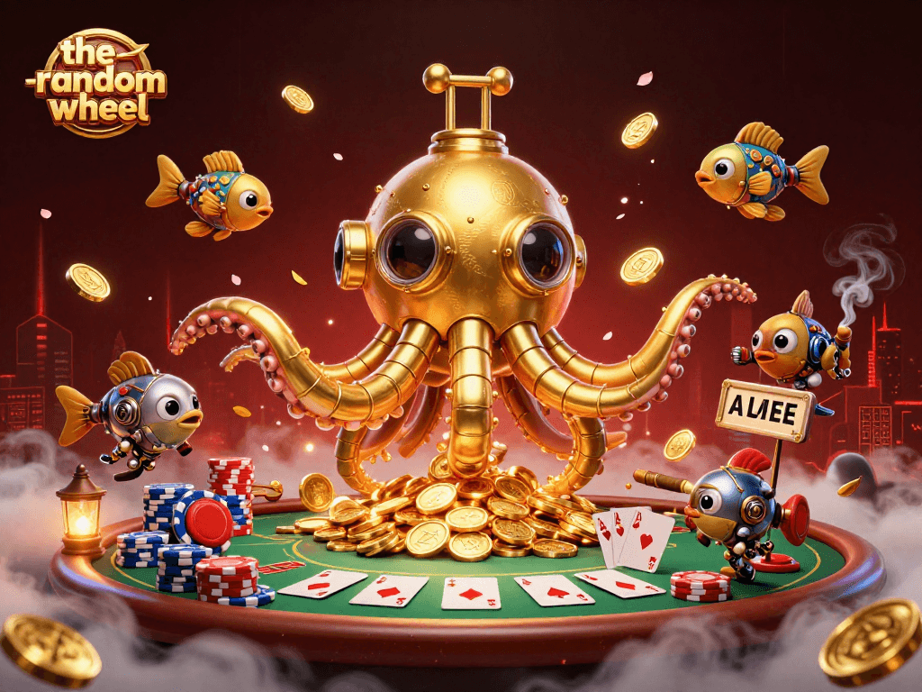 Engage with the-random-wheel and spin for fortune amidst a vibrant casino scene.