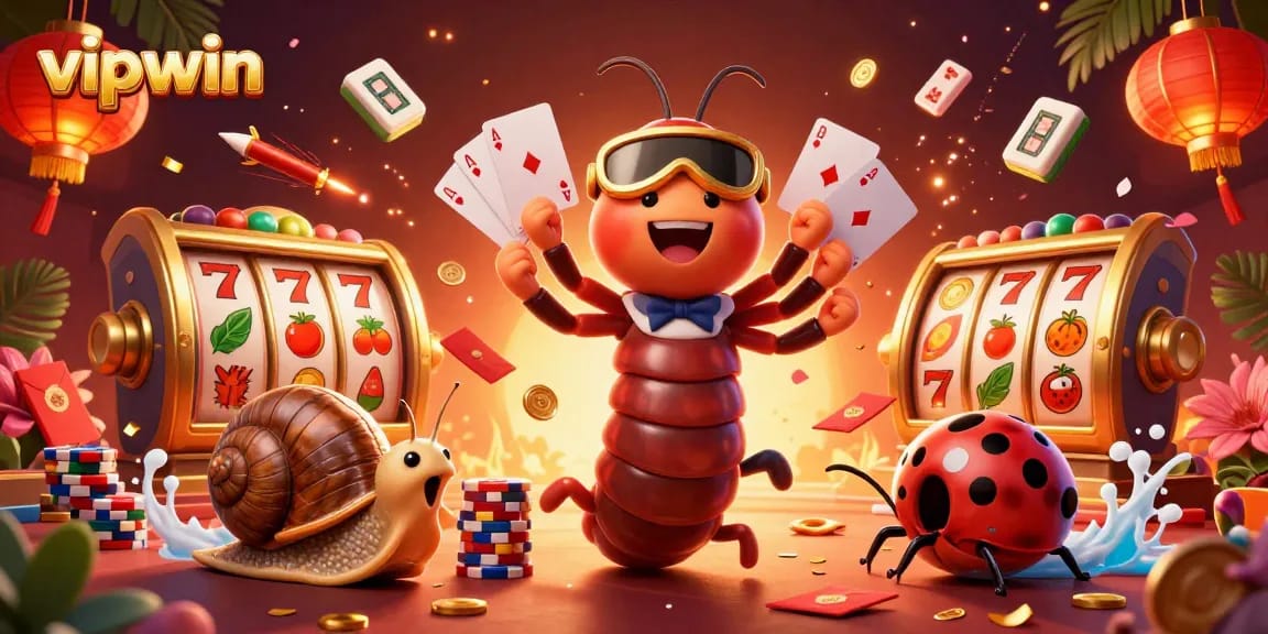Engage with the vibrant vipwin casino scene showcasing a colorful cartoon dealer handling cards amidst game excitement.