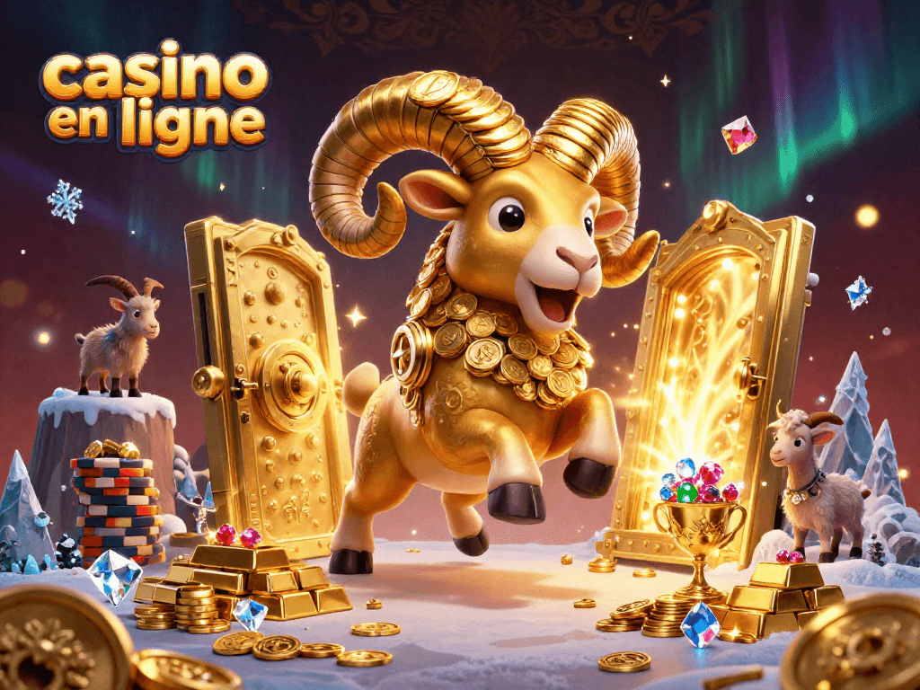 Jouez sur un casino en ligne avec ce bélier doré, symbolisant la richesse et l'excitation des jeux.