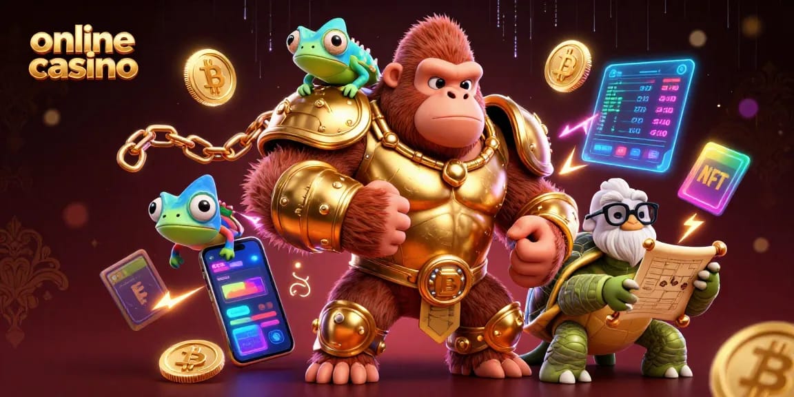 Slot e strategie di gioco nell'online casino, con personaggi colorati e monete digitali in azione.