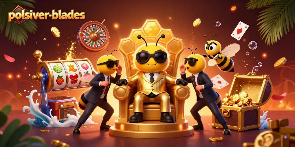 Experience exciting gameplay with polsilver-blades as the bee boss leads in a vibrant casino world.