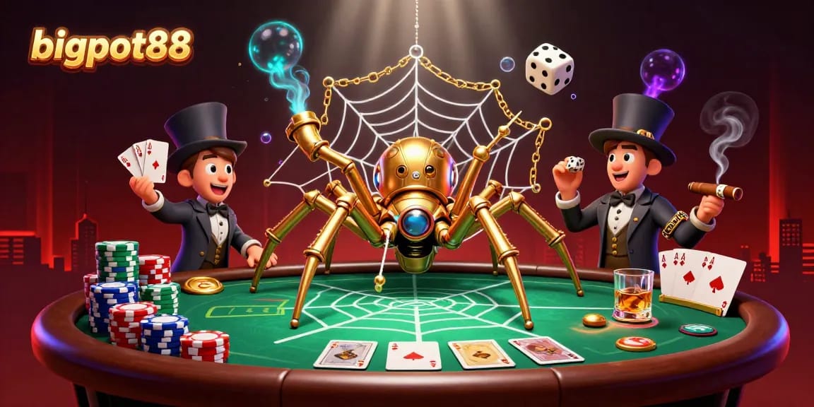 Menggandakan kesenangan di BIGPOT88 dengan ilustrasi digital jam tangan dan permainan kartu yang menarik.