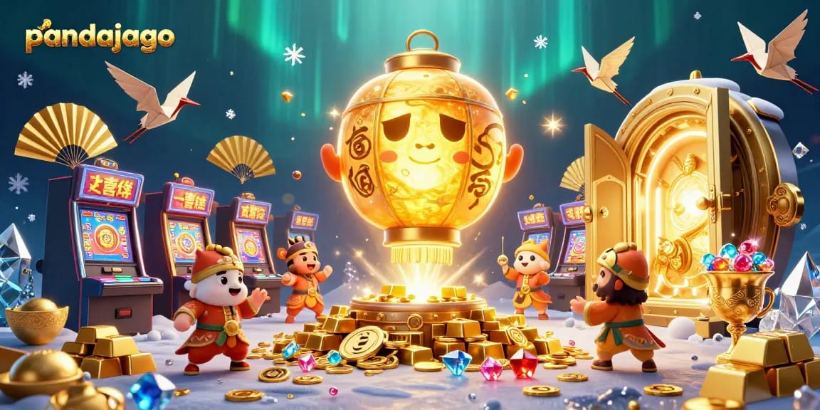 Pandajago menghadirkan keajaiban slot gacor dengan simbol keberuntungan dan karakter warna emas yang menawan.