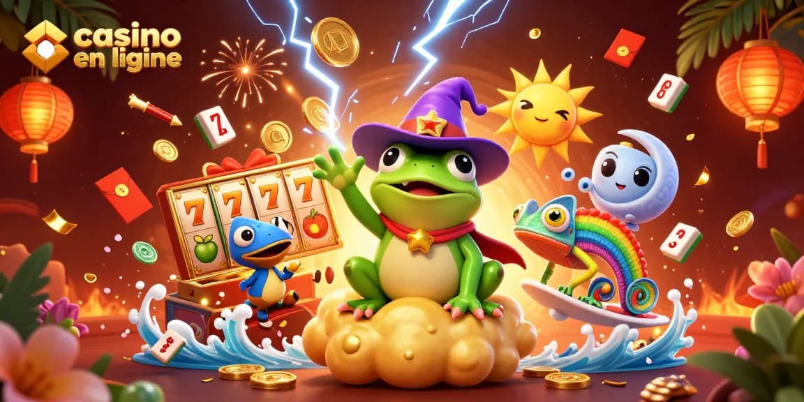 Jouez à des jeux passionnants sur casino en ligne avec une illustration dynamique de personnages de casino.