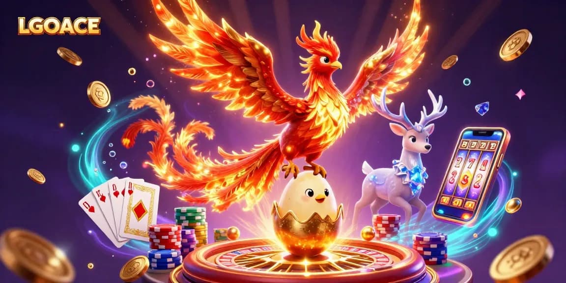 LGOACE captures the thrill of online betting with fire phoenix and golden casino elements