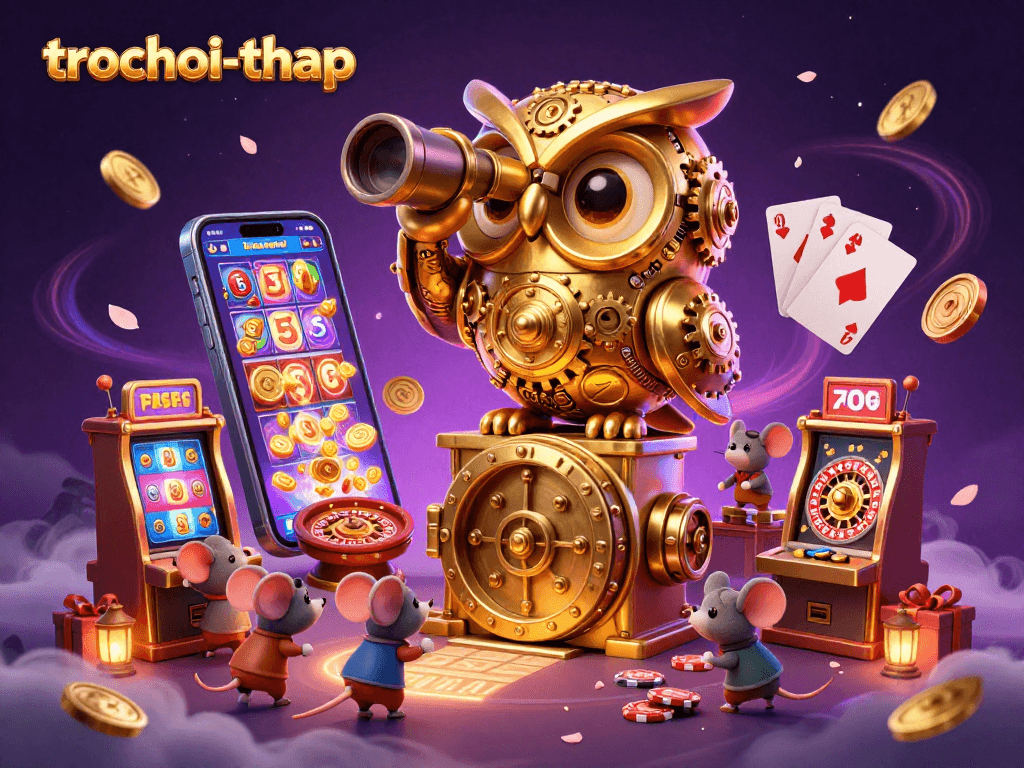 Experience the excitement of trochoi-thap as the golden owl watches over frenetic casino action.