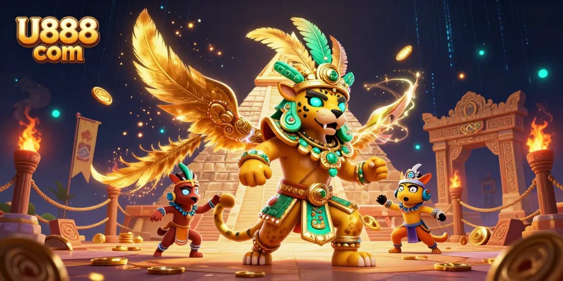 Experience thrilling gambling action with U888 com in a dynamic 3D illustration featuring vibrant game elements.