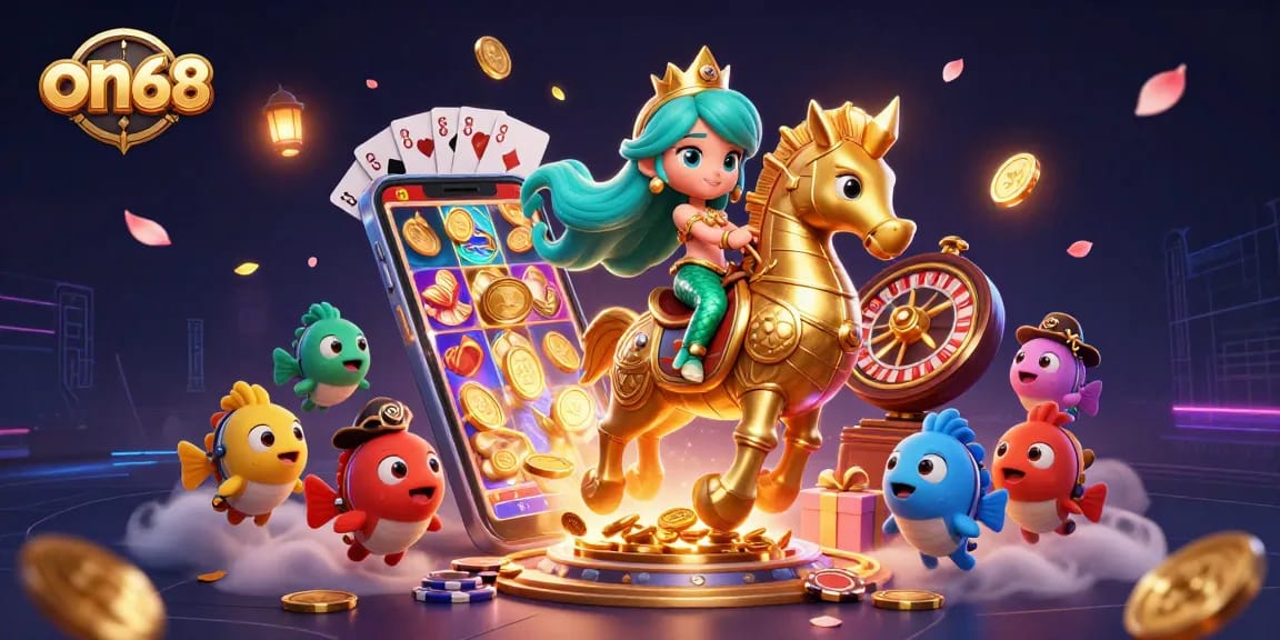 Experience the excitement of on68 with a magical mermaid princess and vibrant casino elements.