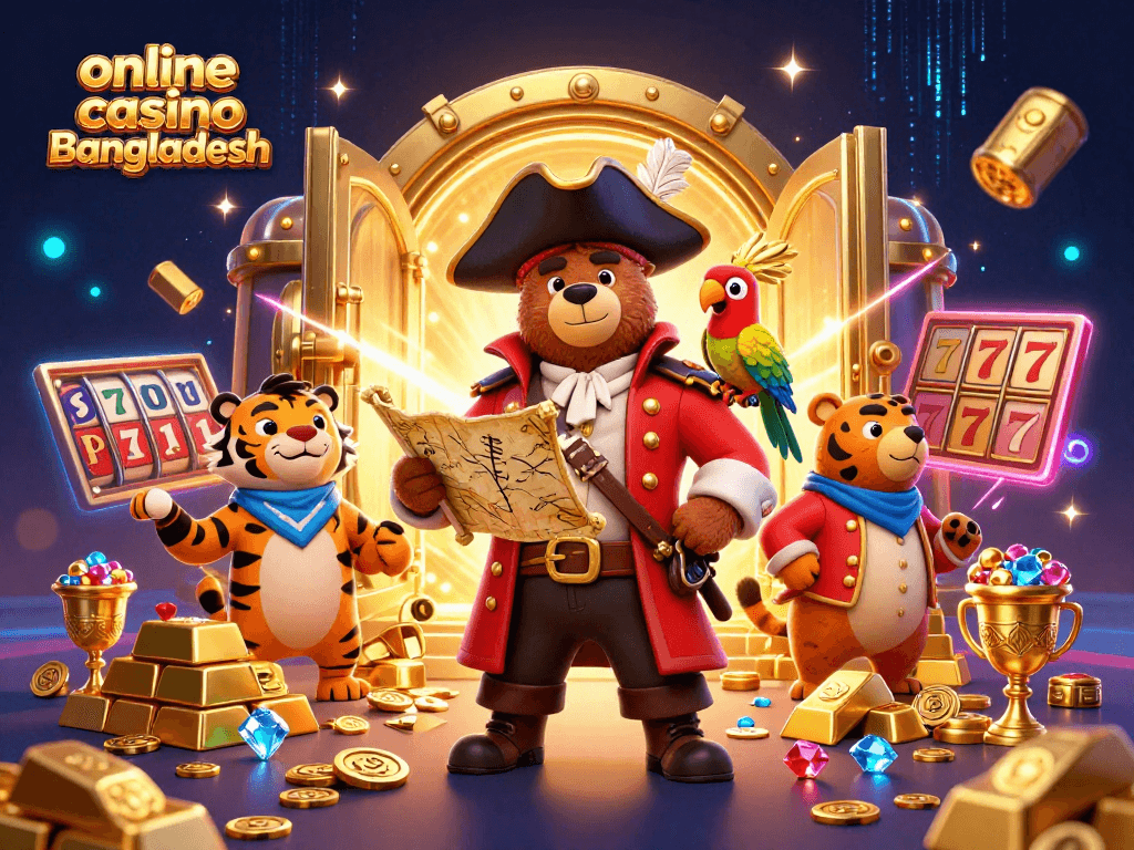 Experience rich casino adventures with online casino Bangladesh featuring vibrant 3D pirate-themed elements.