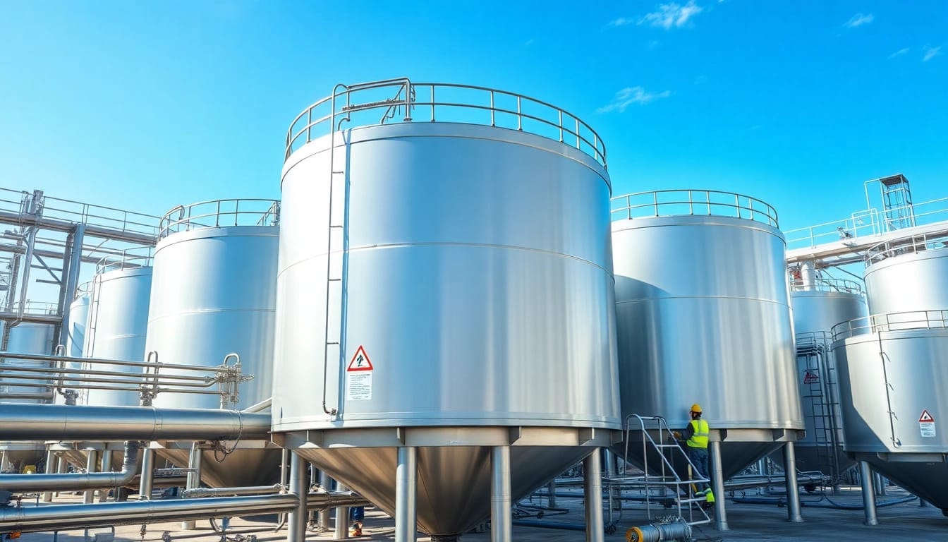 Examine Above-Ground Storage Tank Design showcasing tanks in a professional industrial environment.