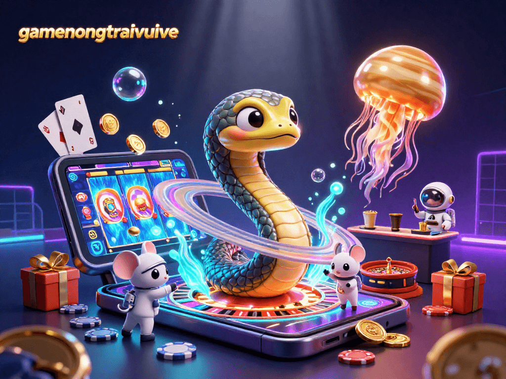 Experience gamenongtraivuive with a vibrant cosmic casino featuring astronaut mice betting.