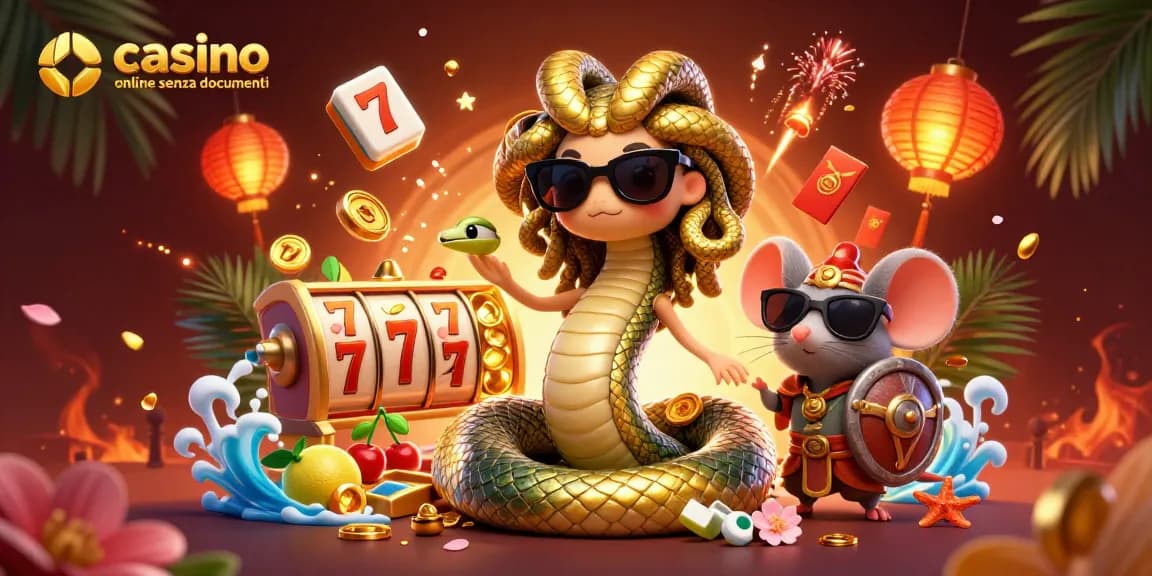 Immergiti nel mondo del casino online senza documenti, dove Medusa e un mouse guerriero portano fortuna tra slot e simboli dorati.