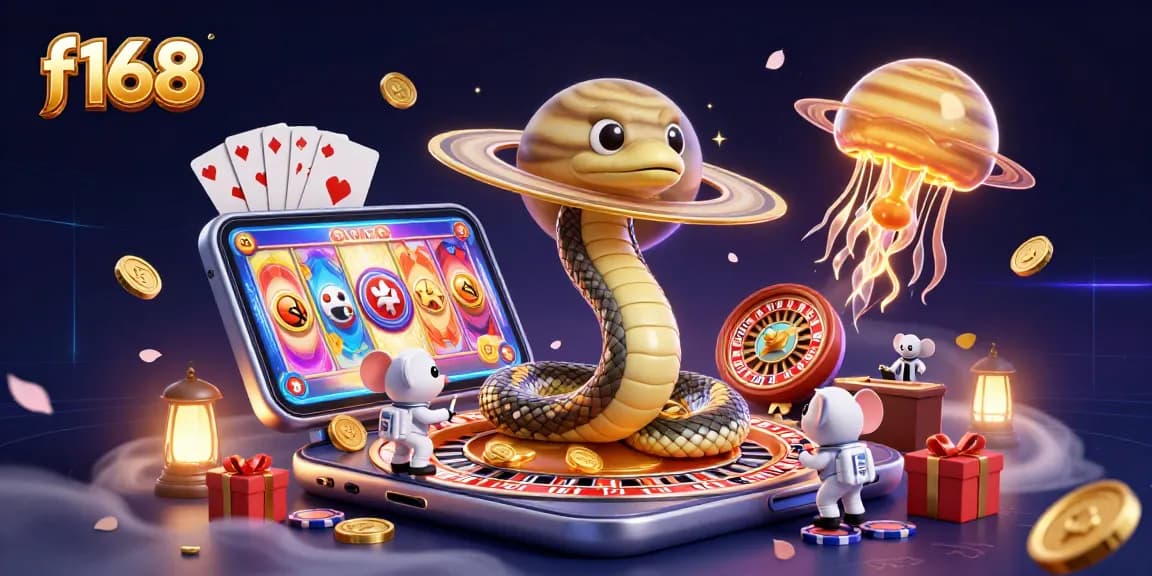Experience thrilling bets in f168's cosmic casino world with tiny astronauts and vibrant game elements.