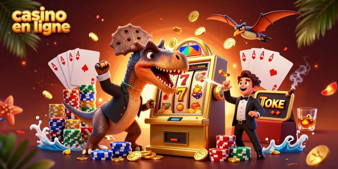 Casino en ligne : un pachycephalosaurus frappe une machine à sous pour le jackpot d'or.