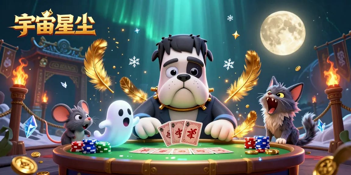 在遊玩宇宙星塵娛樂城時,弗蘭肯斯坦斗牛犬怪物發牌,獨特的幽靈老鼠與狼孩同場互動。