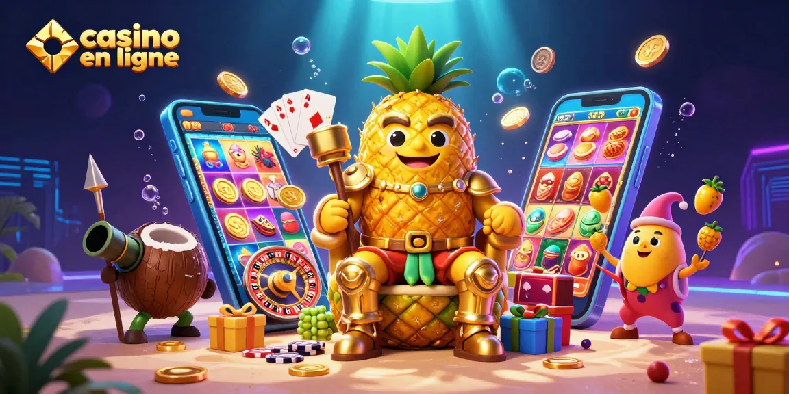 Le casino en ligne vibrant avec le roi ananas et ses gardes, explorant des jeux passionnants.