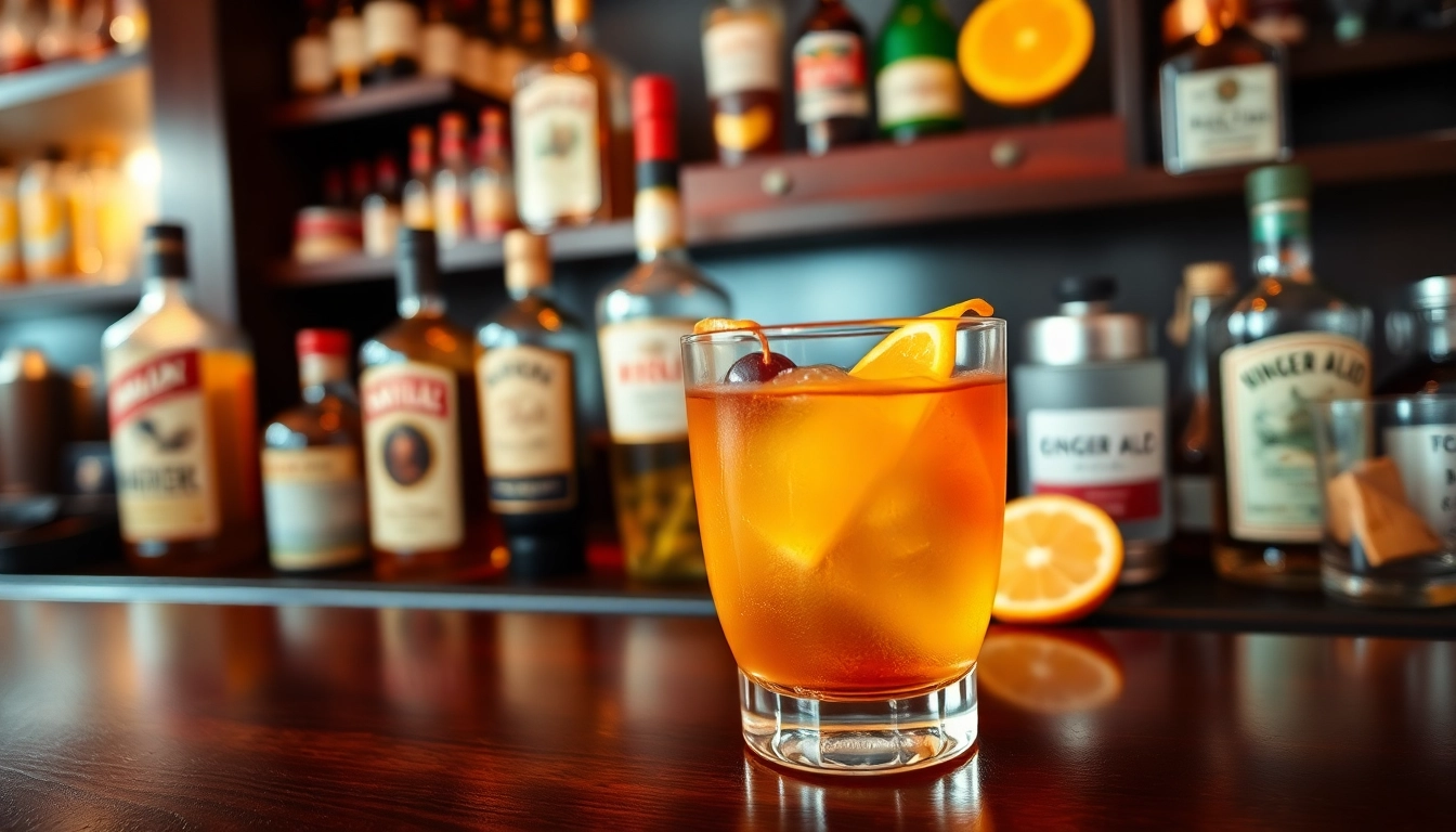 Learn what to mix bourbon whiskey with, featuring a stylish cocktail and mixers on a bar.