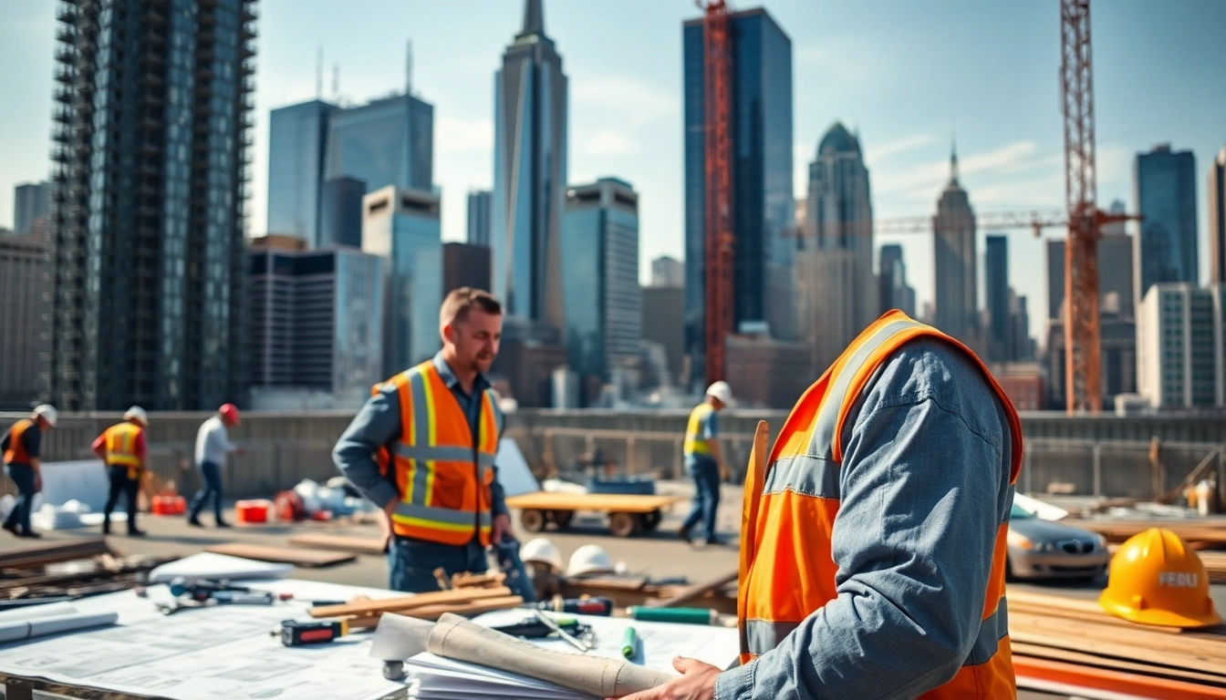 Experienced New York City General Contractor managing a construction site with professional tools and skyline in view.