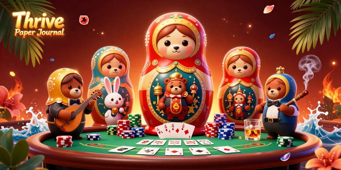 Engage with the Thrive Paper Journal as bears reveal casino secrets in this vibrant illustration.