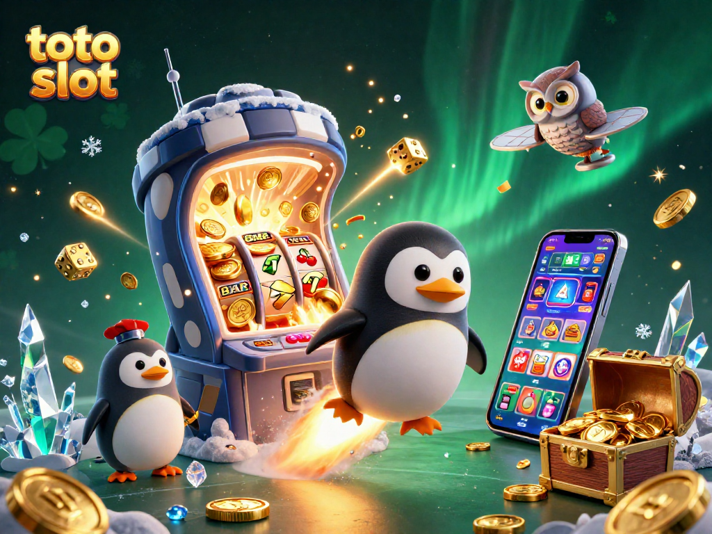 Menangkan jackpot dengan toto slot bersama penguin emas yang terbang menuju stasiun kasino.