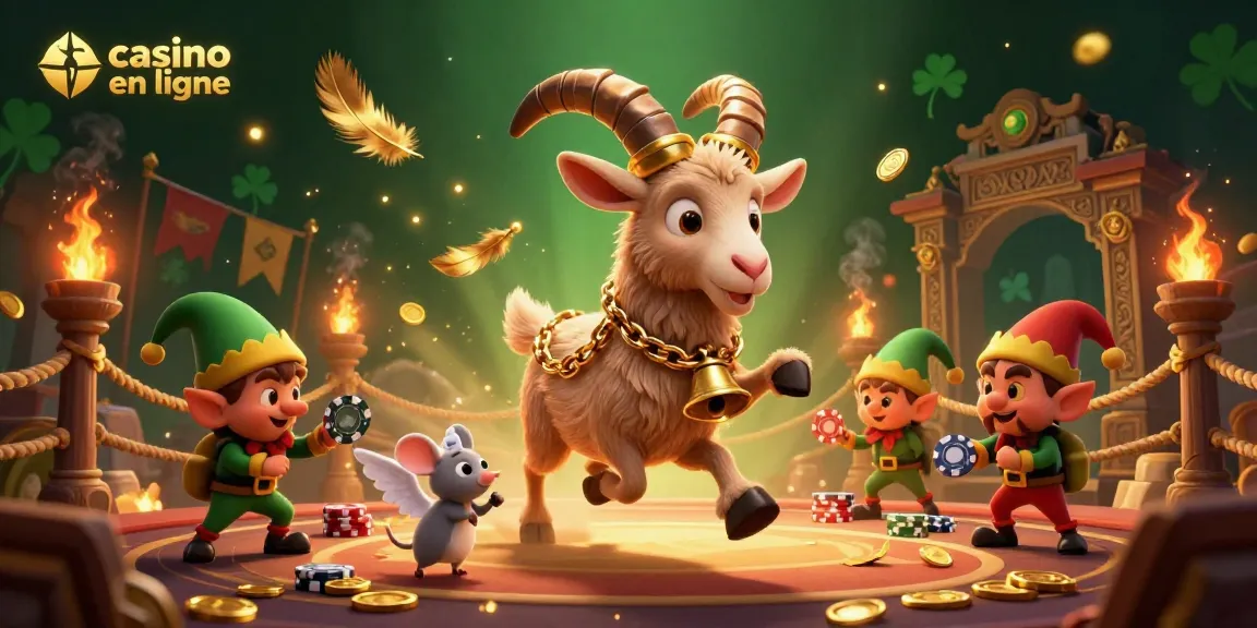 Capturez l'excitation de casino en ligne avec notre illustration dynamique d'un Krampus gérant une salle de jeux.