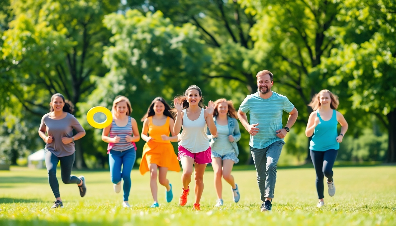 Showcasing a vibrant outdoor scene promoting a Healthy Life with active individuals enjoying fresh air.