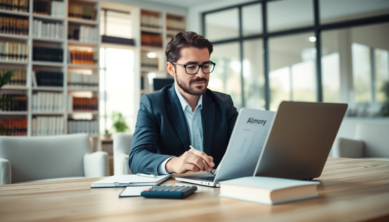 Calculate your NY maintenance calculator with a financial advisor in a professional office.