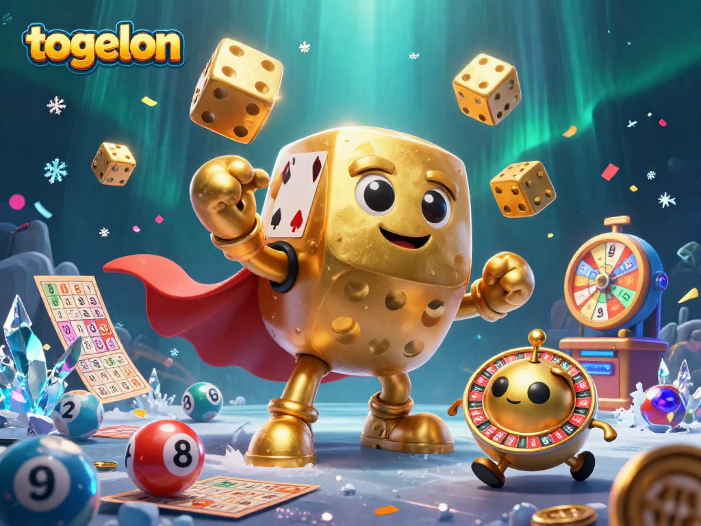 Togelon players enjoying a vibrant lottery scene with golden dice and colorful elements.