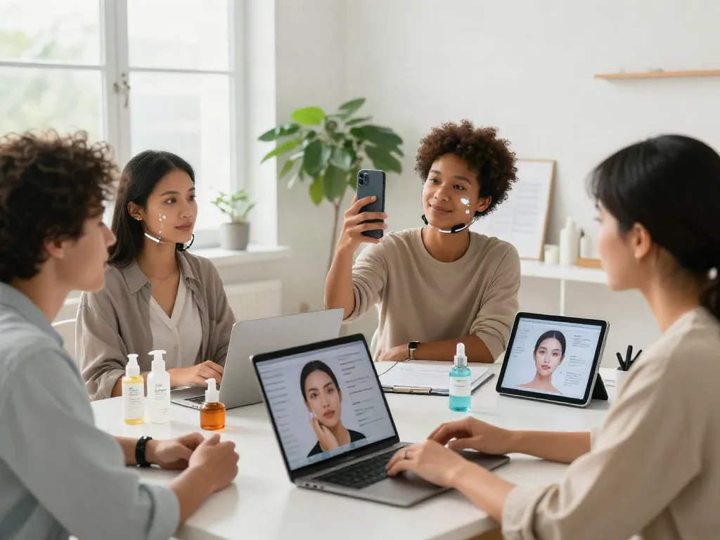 Dynamic scene depicting diverse individuals exploring alternatives to QOVES facial analysis technology.