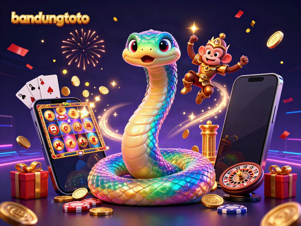 Experience the excitement of bandungtoto with this vibrant 3D illustration showcasing playful casino elements.