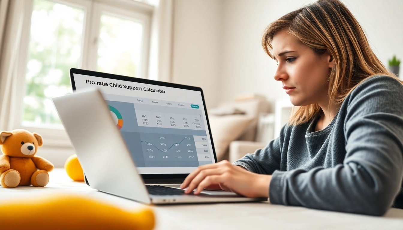 Calculate obligations with the Pro-rata child support calculator NY in a parent-child scene.