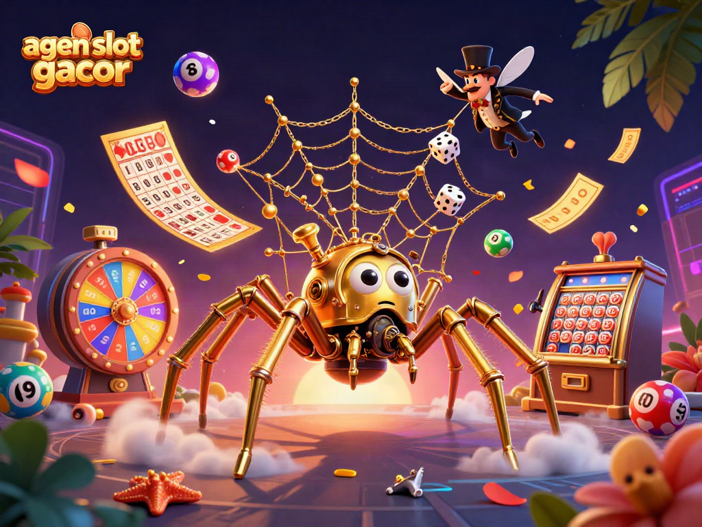 Experience the excitement of agen slot gacor with vibrant casino elements and a dynamic 3D scene.