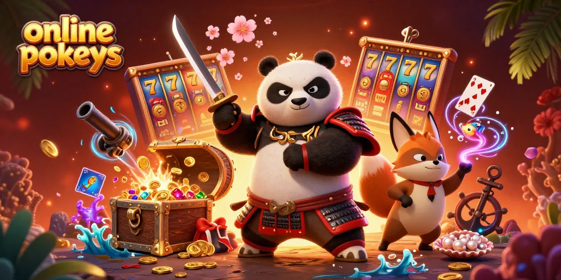 Engage with online pokies like never before in this vibrant, action-packed illustration of characters and casino elements.